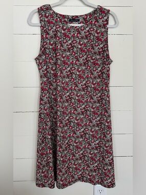 Tommy Hilfiger Floral Stretch Print Dress in Black, White & Fuchsia.  Size 12.